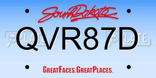 QVR87D South Dakota License Plate
