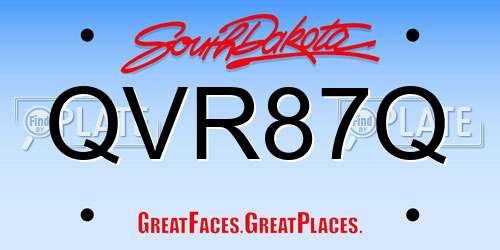 QVR87Q South Dakota License Plate