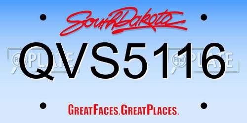 QVS5116 South Dakota License Plate