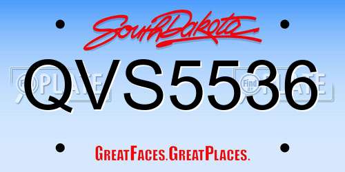 QVS5536 South Dakota License Plate
