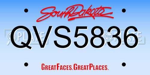 QVS5836 South Dakota License Plate