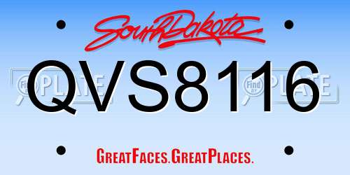 QVS8116 South Dakota License Plate
