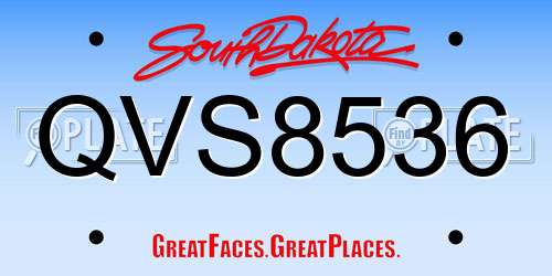 QVS8536 South Dakota License Plate