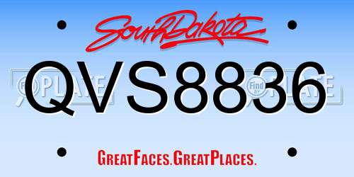 QVS8836 South Dakota License Plate