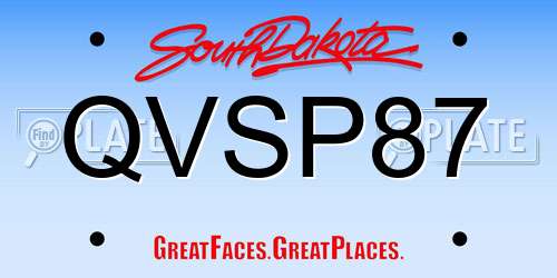 QVSP87 South Dakota License Plate