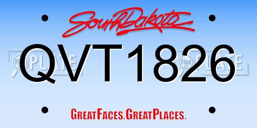 QVT1826 South Dakota License Plate