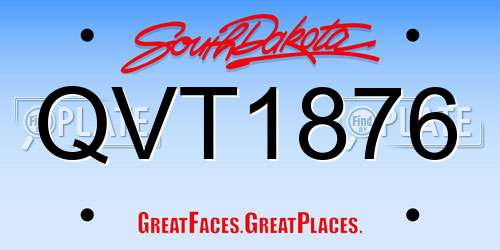 QVT1876 South Dakota License Plate