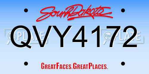 QVY4172 South Dakota License Plate