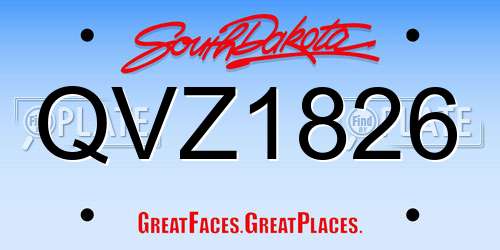 QVZ1826 South Dakota License Plate