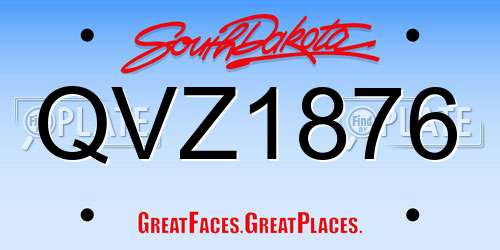 QVZ1876 South Dakota License Plate