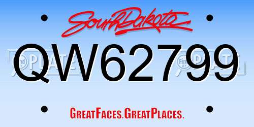 QW62799 South Dakota License Plate