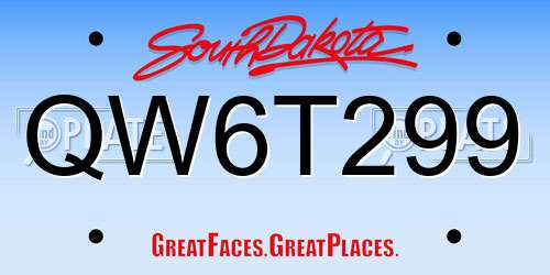 QW6T299 South Dakota License Plate