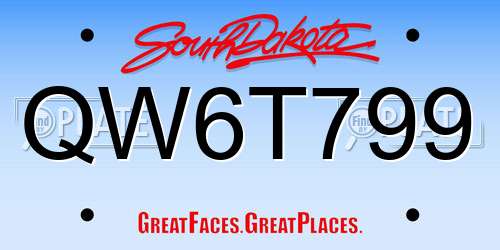QW6T799 South Dakota License Plate
