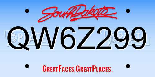 QW6Z299 South Dakota License Plate