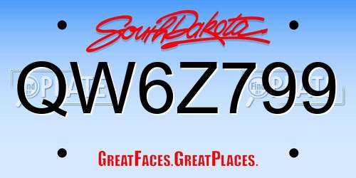 QW6Z799 South Dakota License Plate