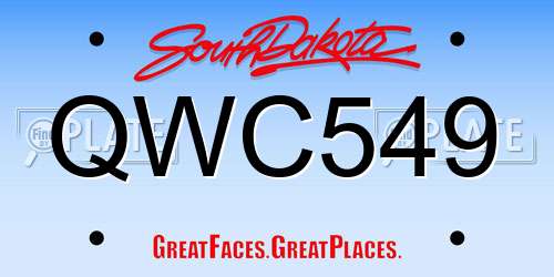 QWC549 South Dakota License Plate