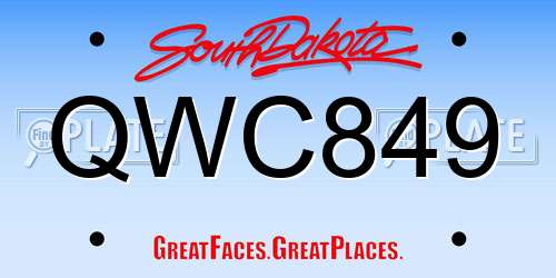 QWC849 South Dakota License Plate