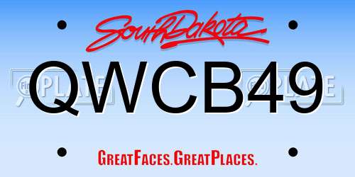 QWCB49 South Dakota License Plate