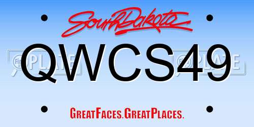 QWCS49 South Dakota License Plate