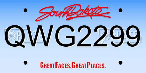 QWG2299 South Dakota License Plate