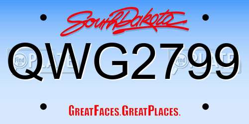 QWG2799 South Dakota License Plate