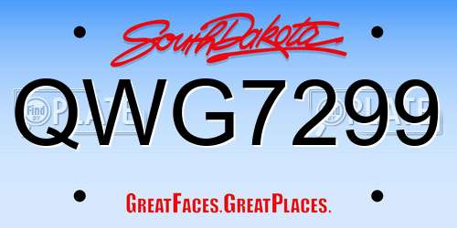 QWG7299 South Dakota License Plate