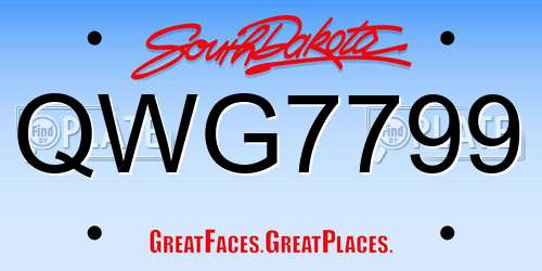 QWG7799 South Dakota License Plate