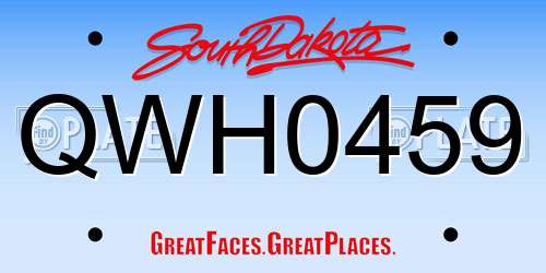 QWH0459 South Dakota License Plate