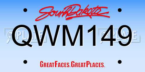 QWM149 South Dakota License Plate