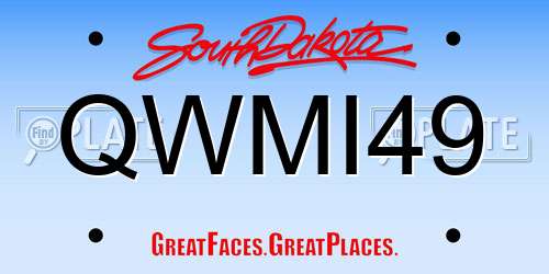 QWMI49 South Dakota License Plate