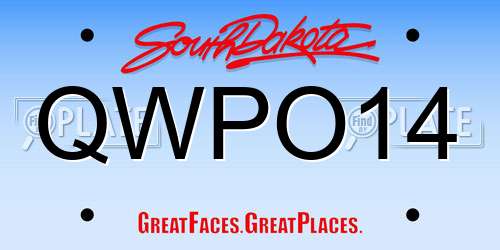 QWPO14 South Dakota License Plate
