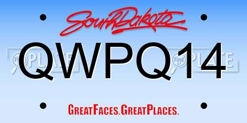 QWPQ14 South Dakota License Plate
