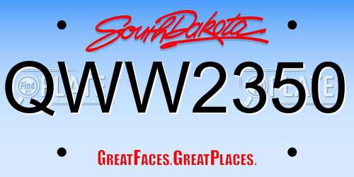 QWW2350 South Dakota License Plate