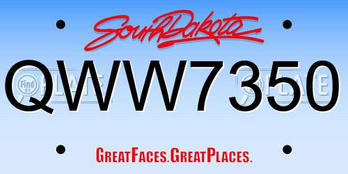 QWW7350 South Dakota License Plate