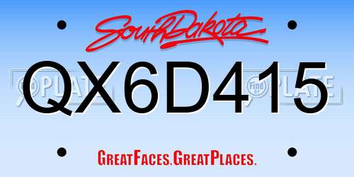 QX6D415 South Dakota License Plate