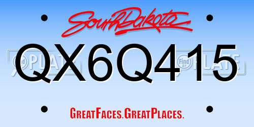 QX6Q415 South Dakota License Plate