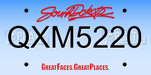 QXM5220 South Dakota License Plate