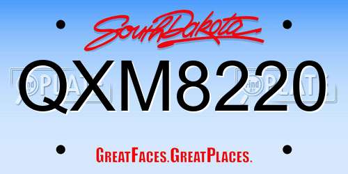 QXM8220 South Dakota License Plate
