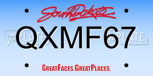 QXMF67 South Dakota License Plate