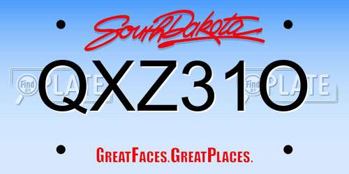 QXZ31O South Dakota License Plate