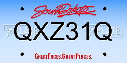 QXZ31Q South Dakota License Plate