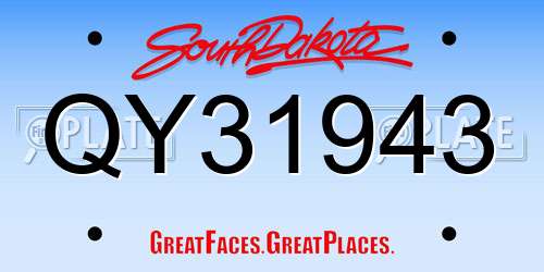 QY31943 South Dakota License Plate