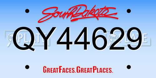 QY44629 South Dakota License Plate