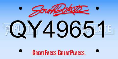 QY49651 South Dakota License Plate