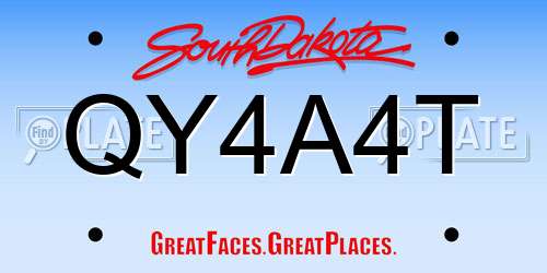 QY4A4T South Dakota License Plate