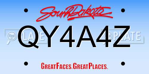 QY4A4Z South Dakota License Plate