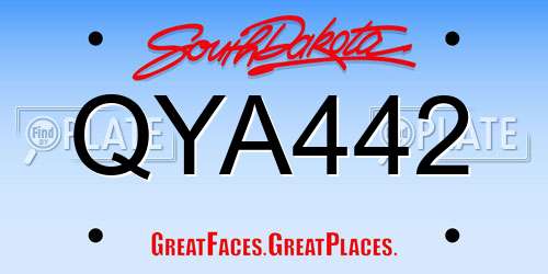 QYA442 South Dakota License Plate