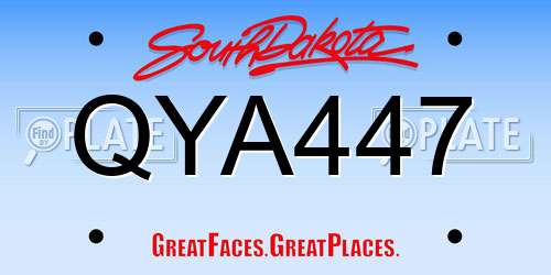 QYA447 South Dakota License Plate