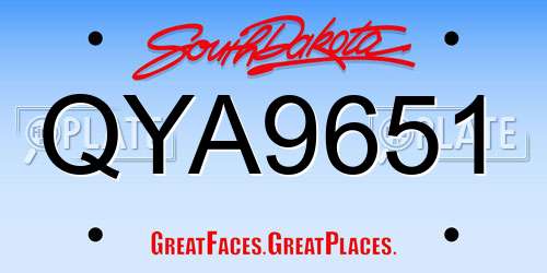 QYA9651 South Dakota License Plate