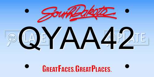 QYAA42 South Dakota License Plate